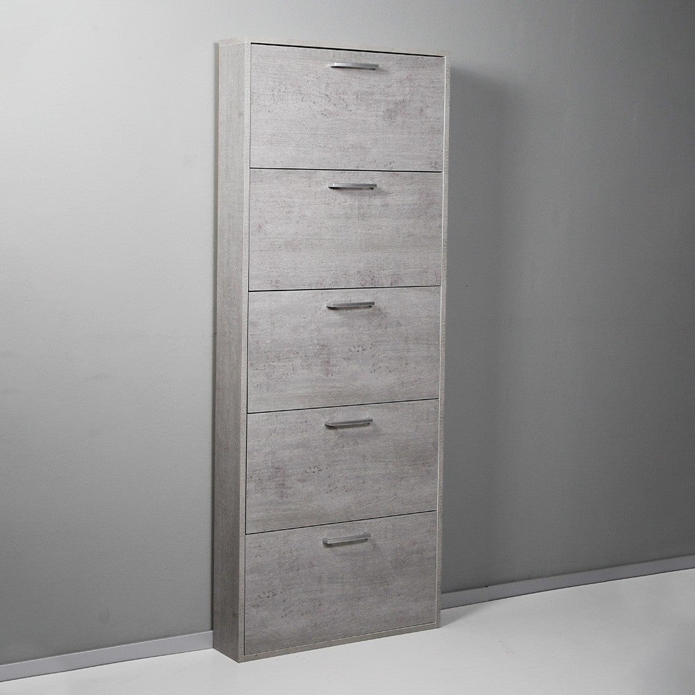 Étagère à chaussures haute entrée 5 portes 15 paires de chaussures gris KimShoe 5SG - 4