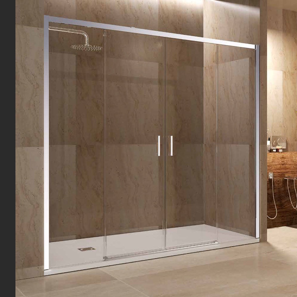 Box Doccia Frontale 2 Fissi + 2 Porte Scorrevoli | Vetro Temperato 6 mm Anticalcare | Altezza 195 cm | Profilo Cromo 140cm (adap. 136,1-141) - 4