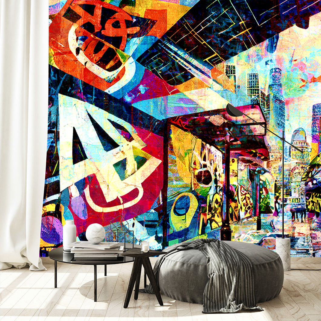 Papier peint, Ville colorée 450x315 - 2