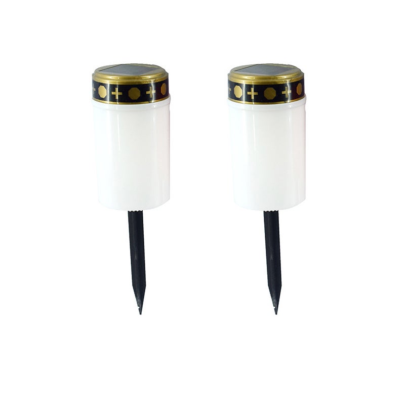 2 lampy LED zasilane energią słoneczną z czujnikiem światła i szpikulcem do wbijania w ziemię (białe)