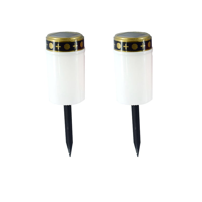 2 lampy LED zasilane energią słoneczną z czujnikiem światła i szpikulcem do wbijania w ziemię (białe)
