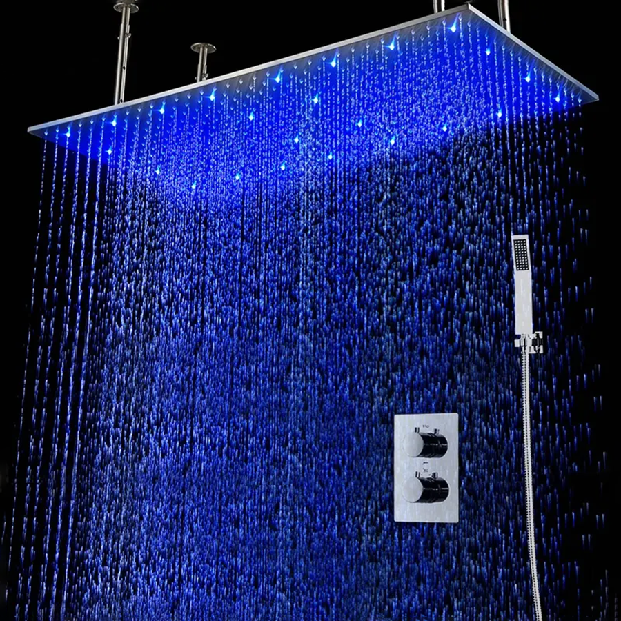 Artisse  💡 Ducha Tipo Lluvia Xxl Led 1000 X 500 Mm, Composición De Ducha Termostática, Ultron , Leroy Merlin