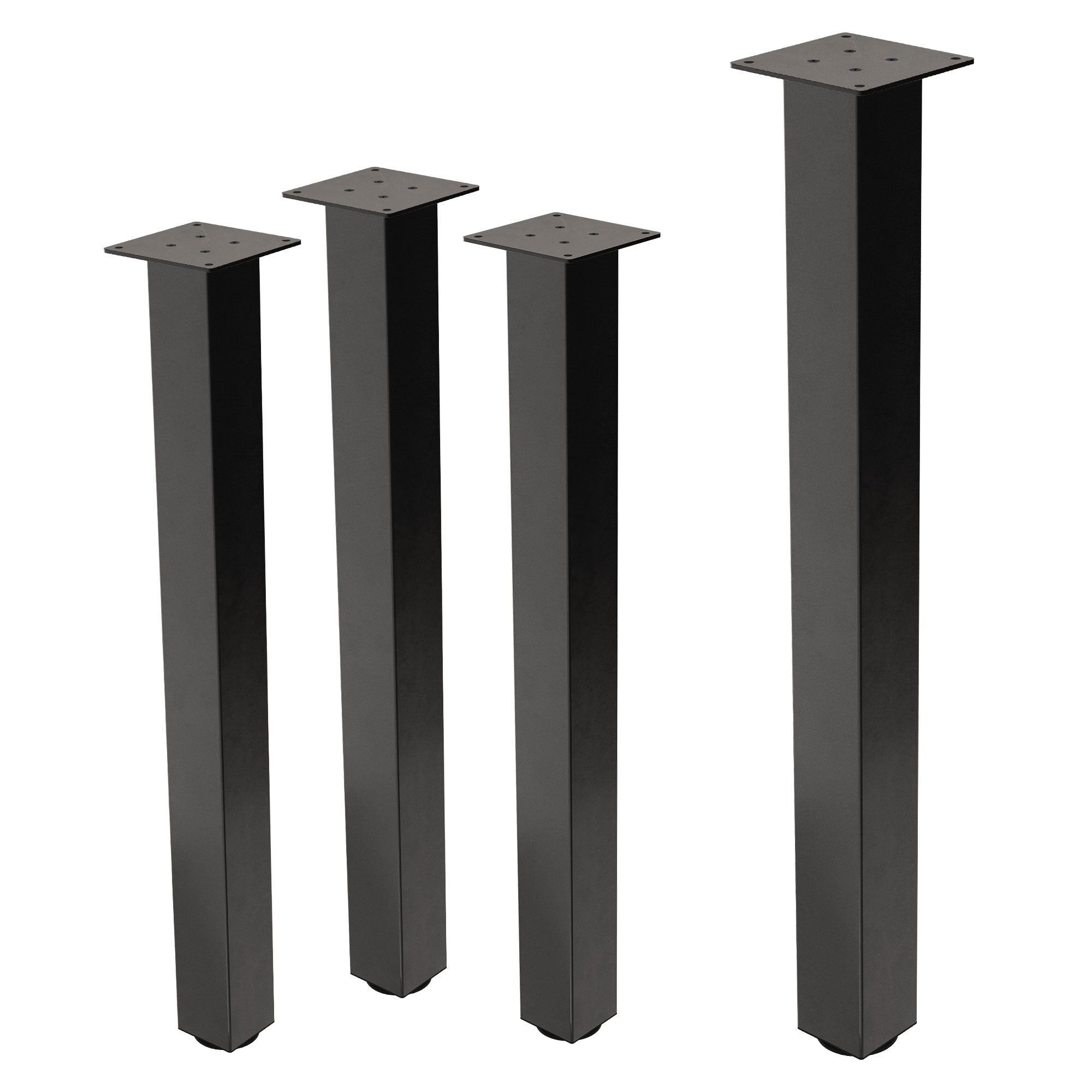 ML-Design zestaw 4 nóg stołowych I-Design 90 cm stal pokryta proszkowo ciemnoszare regulowane profil 8x8 cm do stolików biurek i blatów roboczych