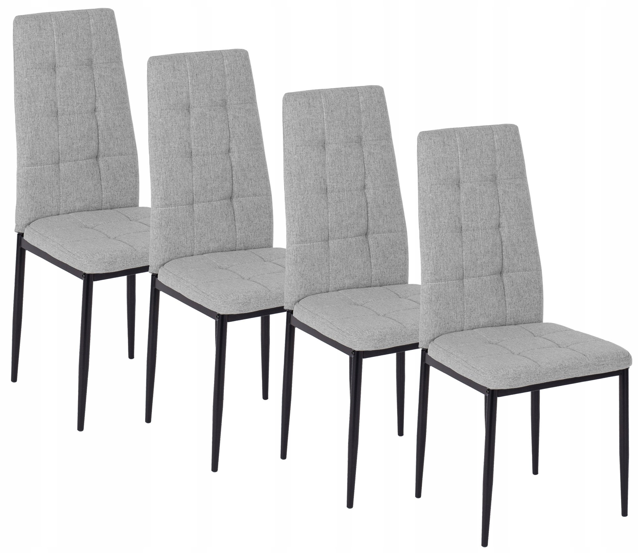 Zestaw 4x Krzesło Tapicerowane TEX Szare Kuchenne Do Jadalni Salonu Loft