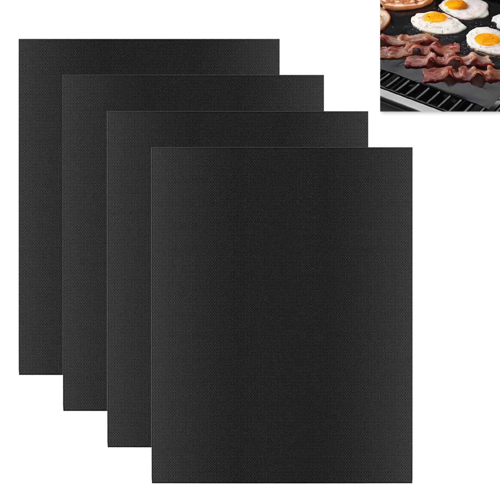 Zestaw 4 mat do grillowania 40×50 cm, nieprzywierające, odporne na ciepło do 260°C, wielokrotnego użytku, odpowiednie do piekarnika i grilla