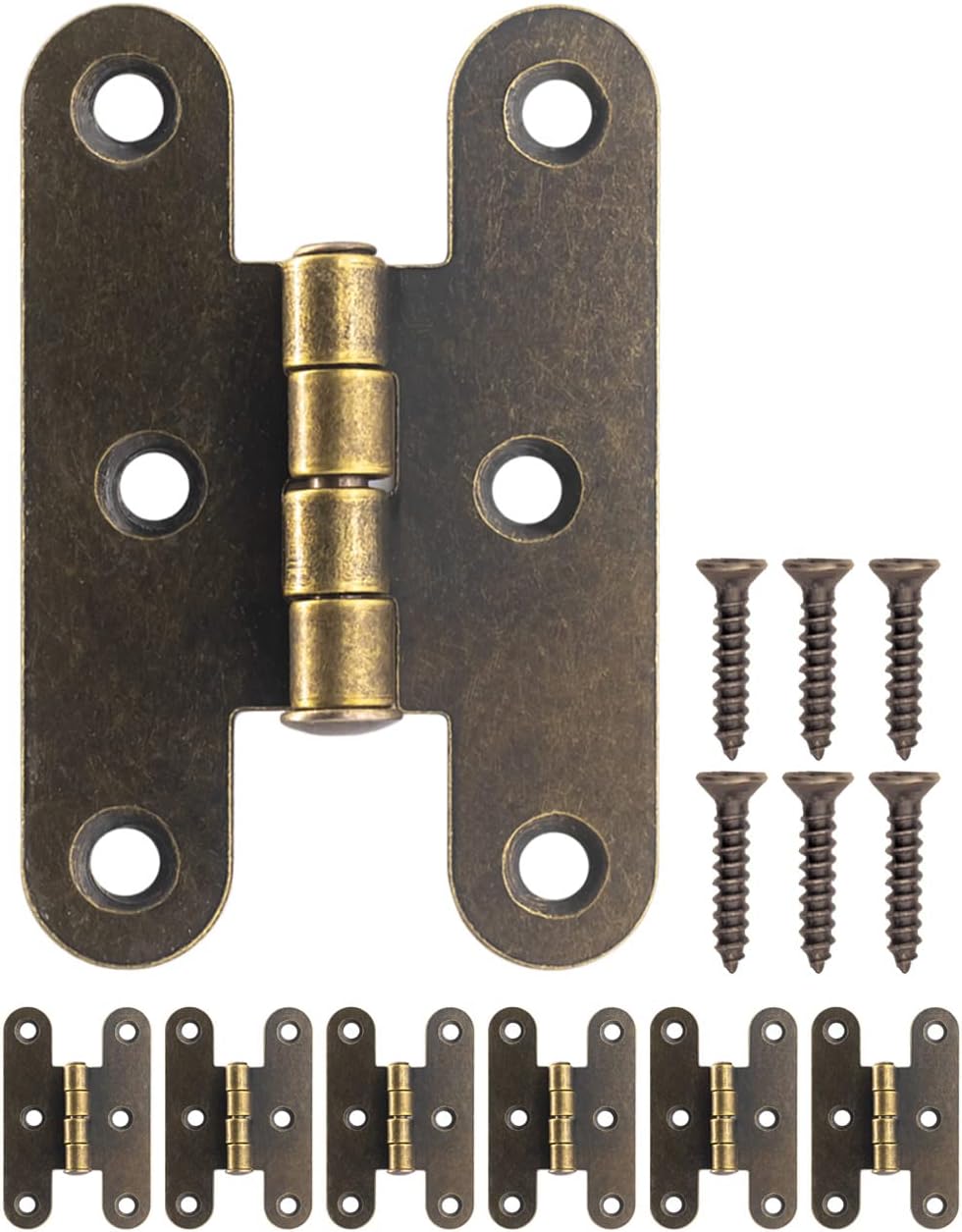 Zestaw 6 klasycznych metalowych zawiasów w kolorze antycznego brązu, 55 x 37 mm