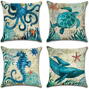 Wyooxoo Set Di 4 Federe Per Cuscini 45x45 Cm – Motivo Casa Colonica In Lino, Per Divano E Soggiorno - 2