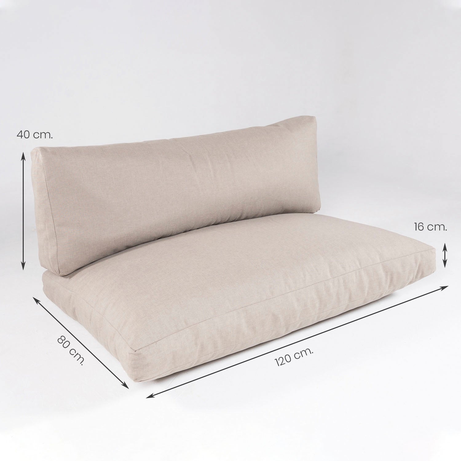 Cojín de asiento y respaldo para palet de exterior desenfundable en olefin marrón 250 g de alta calidad - 7