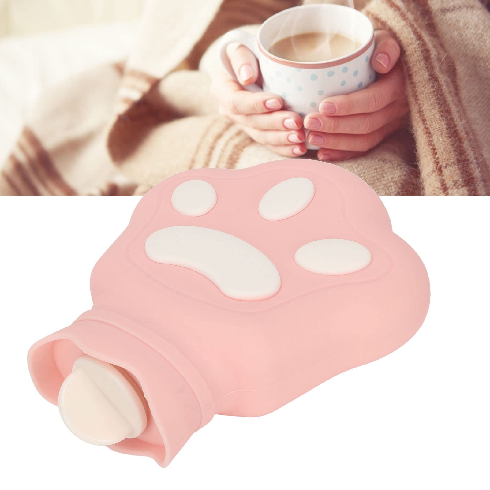 Bouillotte En Silicone, 450ml Portable Dessin Animé Compression Thermique Ours Patte Étanche Micro-Ondes Chauffage Bouillotte
