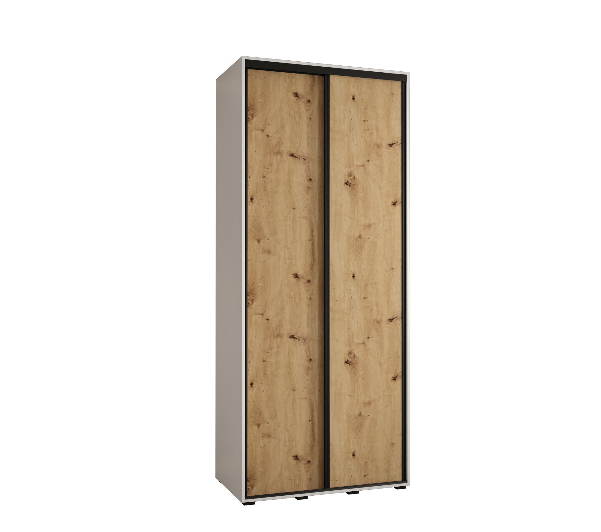 Szafa przesuwna wysoka Davos 1 110 x 45 x 235,2 cm biały + artisan + u. czarny - Abiks Meble
