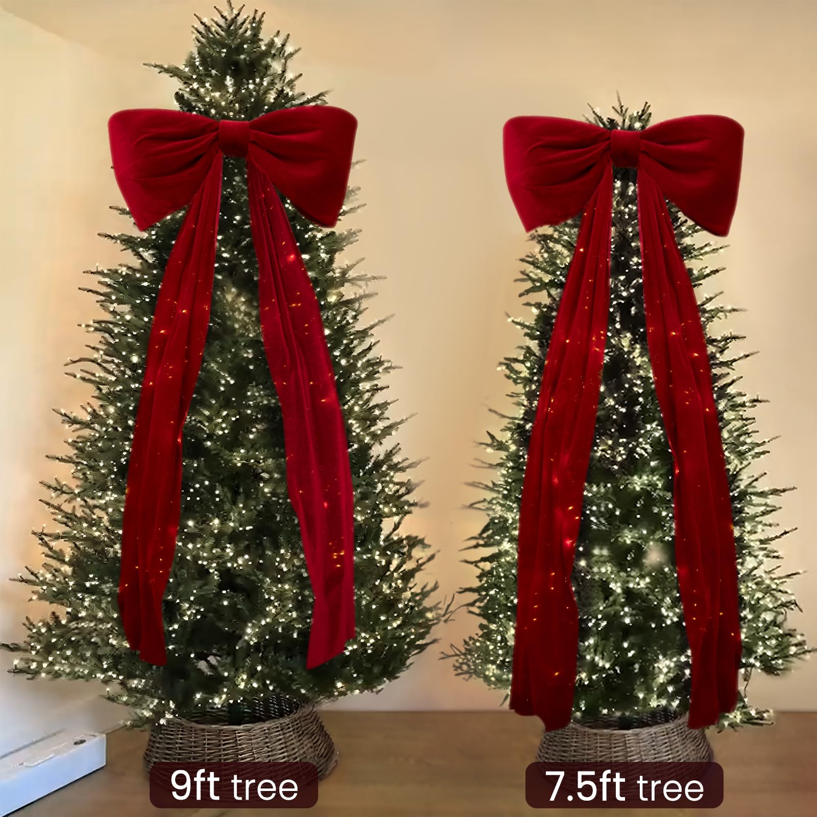 Decoração de Natal, Laços grandes para árvores de Natal, Laço de veludo para decoração de árvores de Natal, casamentos, festas, 180 cm x 50 cm - 6