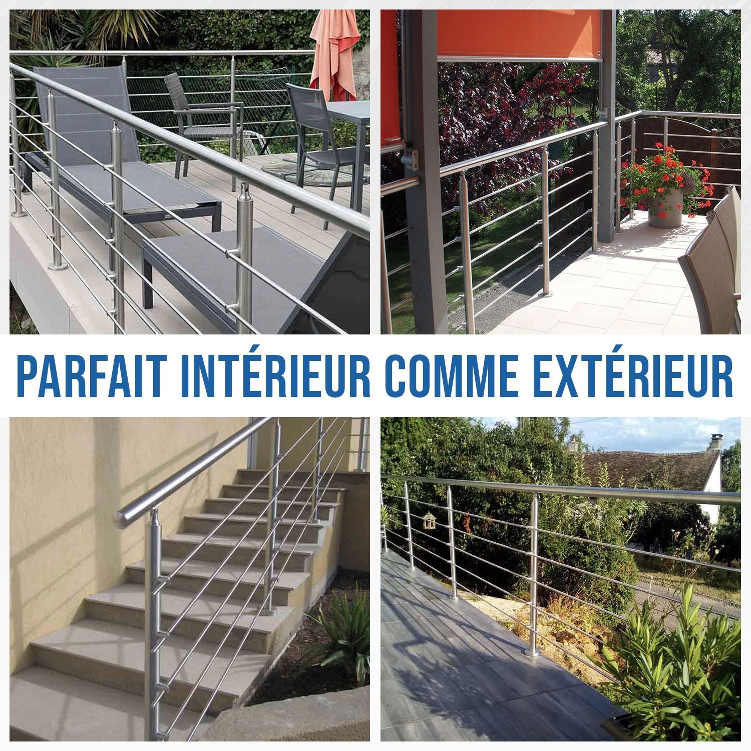 Garde-Corps de Terrasse ou Escalier en Inox barres 