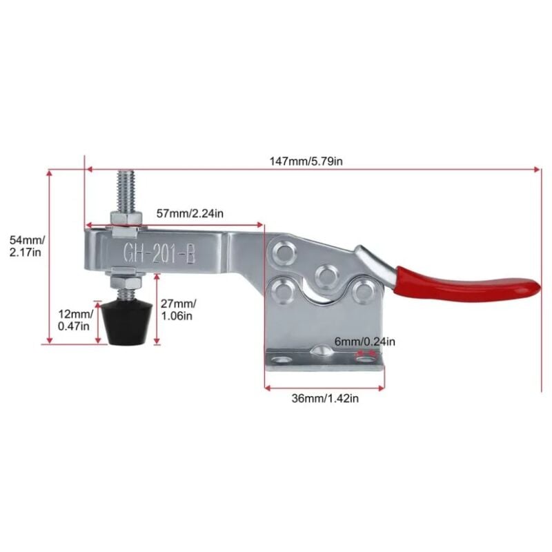 GH-201-B - Lot de 4 sauterelles à serrage vertical avec base horizontale - Capacité 90 kg - 3
