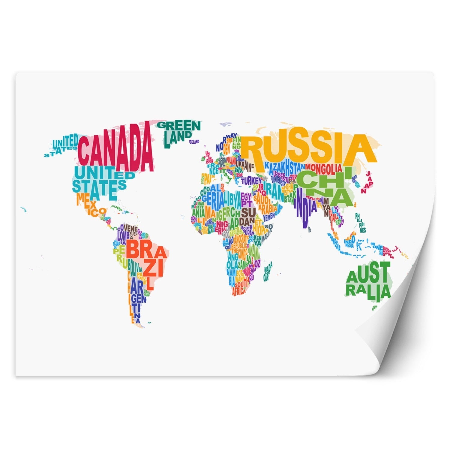 Fototapeta, Mapa świata kolorowe napisy 300x210