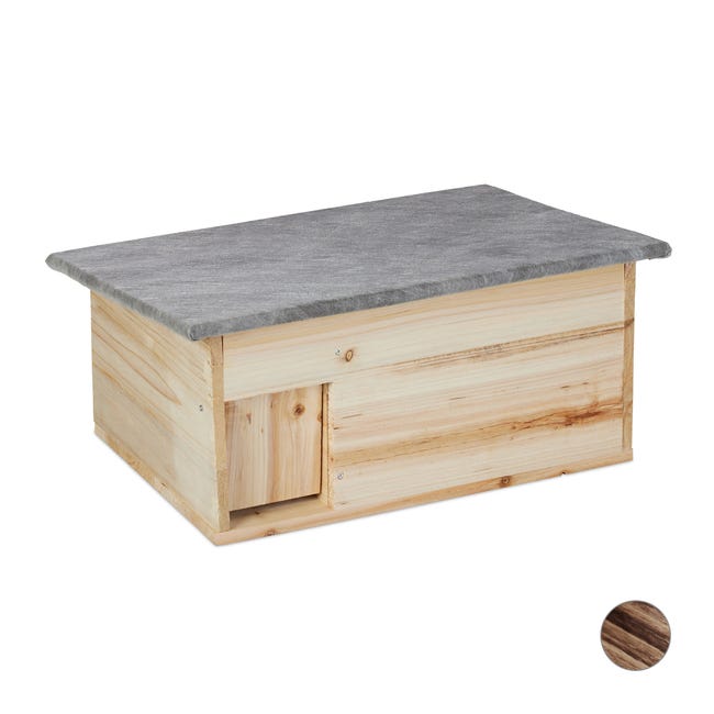 Maison Pour Hérisson NatureCrafts - En Bois De Sapin, étanche, Parois 1.5 Cm, Double Ventilation, Toit Rabattable - Dimensions 45x34x20 Cm