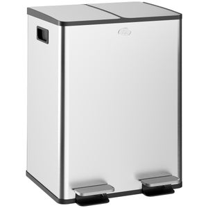 Pattumiera con sistema di raccolta dei rifiuti, 40 l (2 x 20 litri), con secchio, grande pattumiera a pedale, acciaio inox, abbassamento automatico | Leroy Merlin