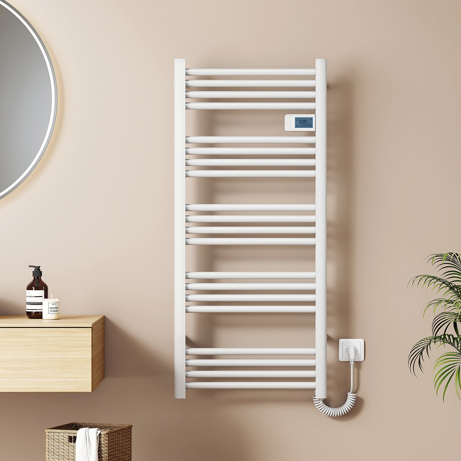 Radiateur Sèche-serviettes EMKE Blanc 75x40cm - 244W Eau Chaude - Pour Salle De Bain