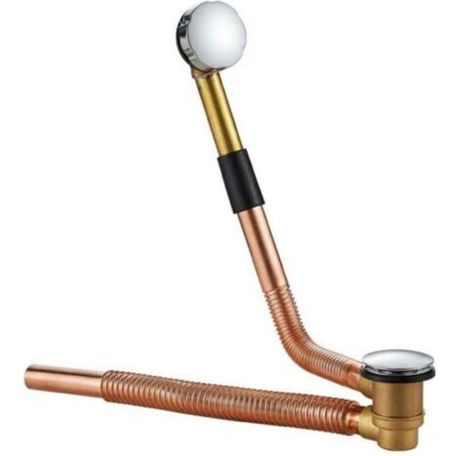 Miedziany odpływ wannowy z regulowanym syfonem – łatwy montaż, trwałość, system „ustaw i zapomnij” zapewniający niezawodne odprowadzanie wody