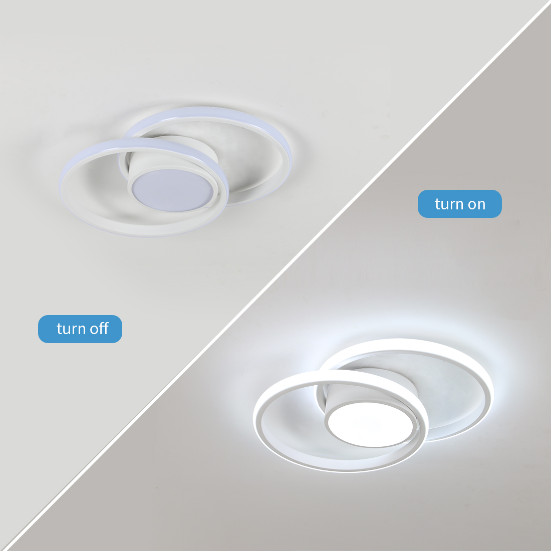 GOECO Plafonnier LED pour Chambre 42W, Éclairage Moderne Rond 4000lm, Parfait pour Chambre, Salon, Cuisine - Dia 40cm (Blanc), Lumière Blanche - 8