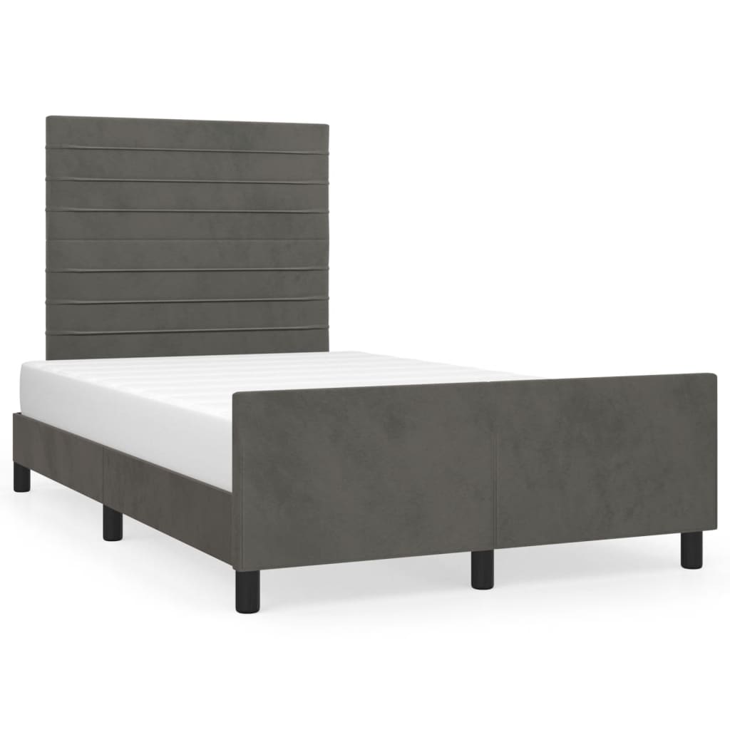 Cadre de lit sans matelas, velours, gris foncé, pour la chambre, 120 × 200 cm - 2