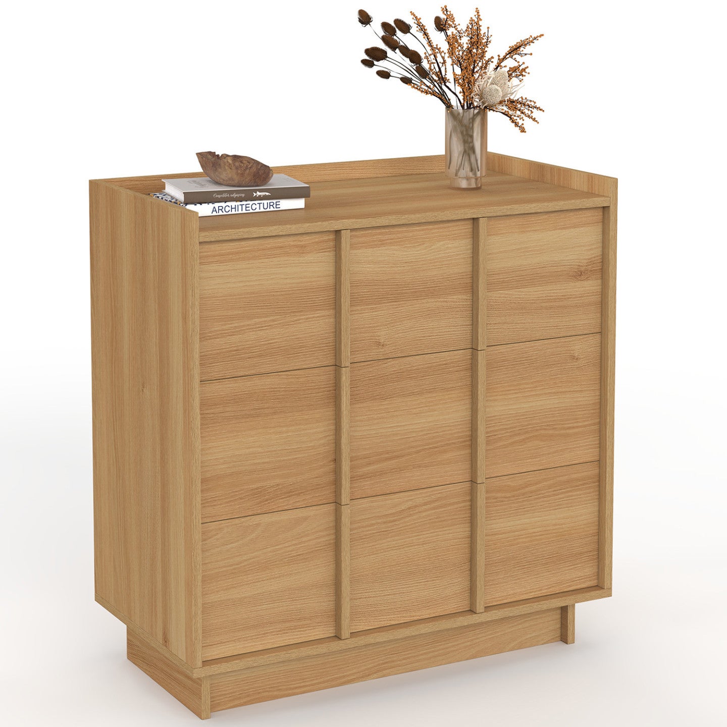 Commode ROSIE 3 tiroirs 80 cm façon hêtre design minimaliste - 2