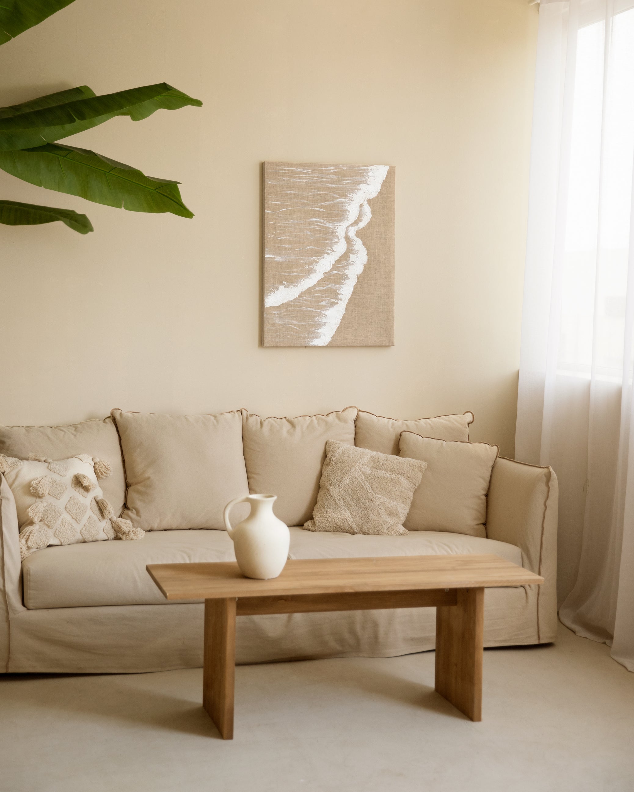 ADRIANA - Tableau décoratif sur toile de lin avec cadre en bois blanc peint à la main à la peinture à l'huile 80x60cm - DECOWOOD - 2