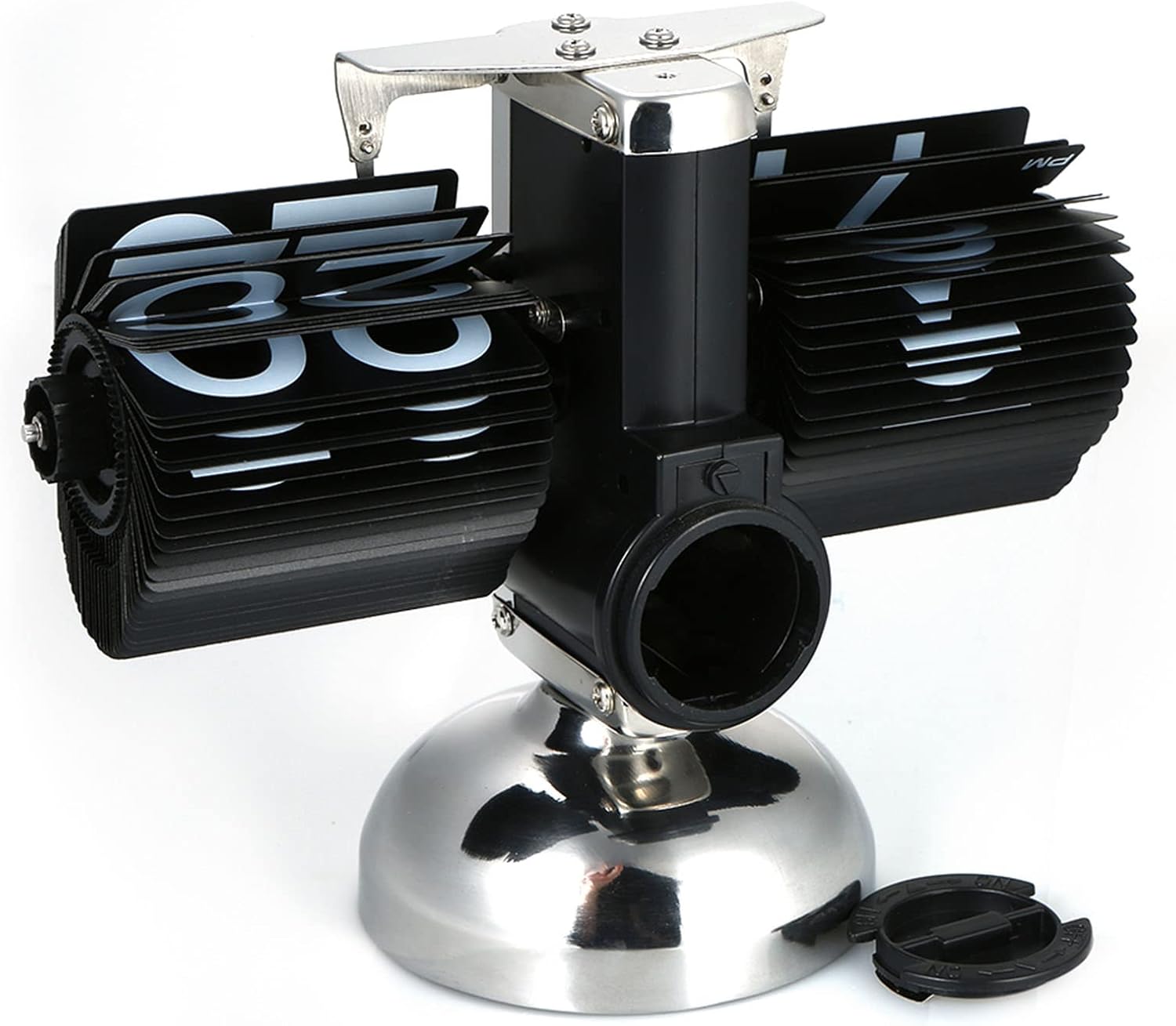 Balance vintage, horloge tournante automatique, salon, bureau, horloge de table, artisanat, alimenté par batterie, format 24 heures (noir) - 6