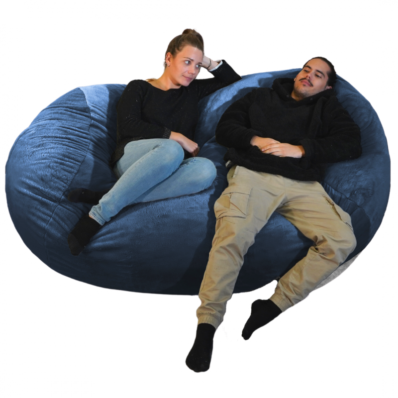Pouf lungo gigante finta pelliccia blu 160 cm - 5