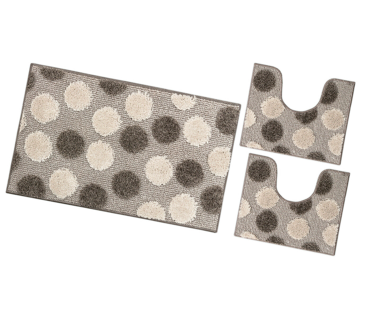 Zestaw 3 Kropki Jasnobrązowe Dywaników łazienkowych Girowater Miękki Chłonny Antypoślizgowy