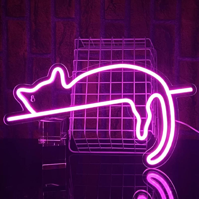 Kocia lampa LED, dekoracja ścienna, personalizowany koci neon USB, neon do sypialni, sklepu, na szafkę nocną, do salonu, na imprezę, dekoracja ścienna