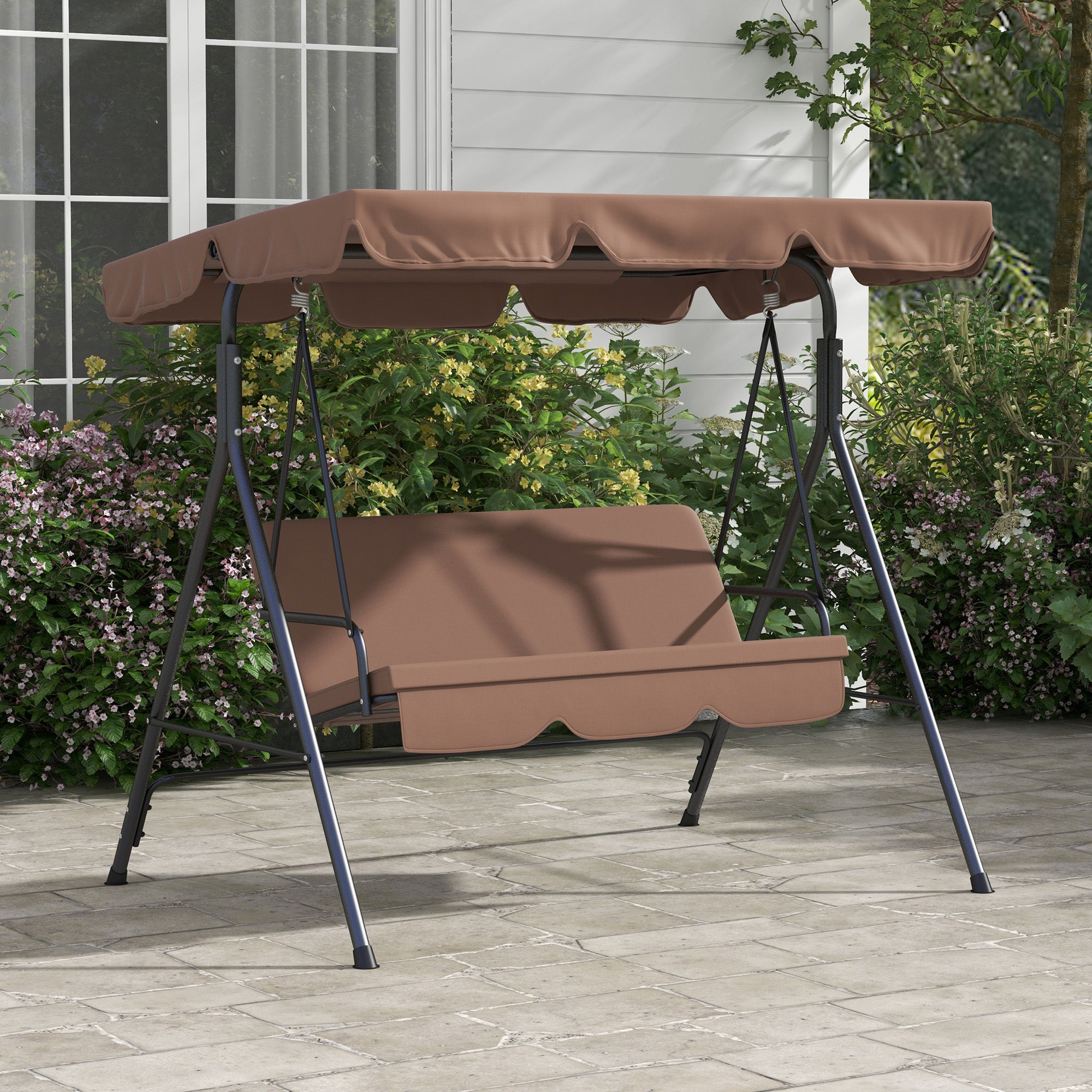 Baloiço de Jardim Outsunny Tecido de poliéster e aço Marrom 172x110x153 cm - 2