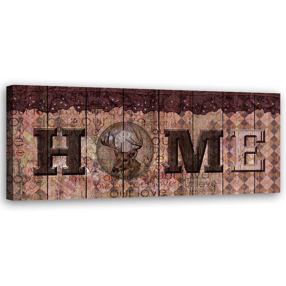 Obraz na płótnie, Napis Home retro 90x30