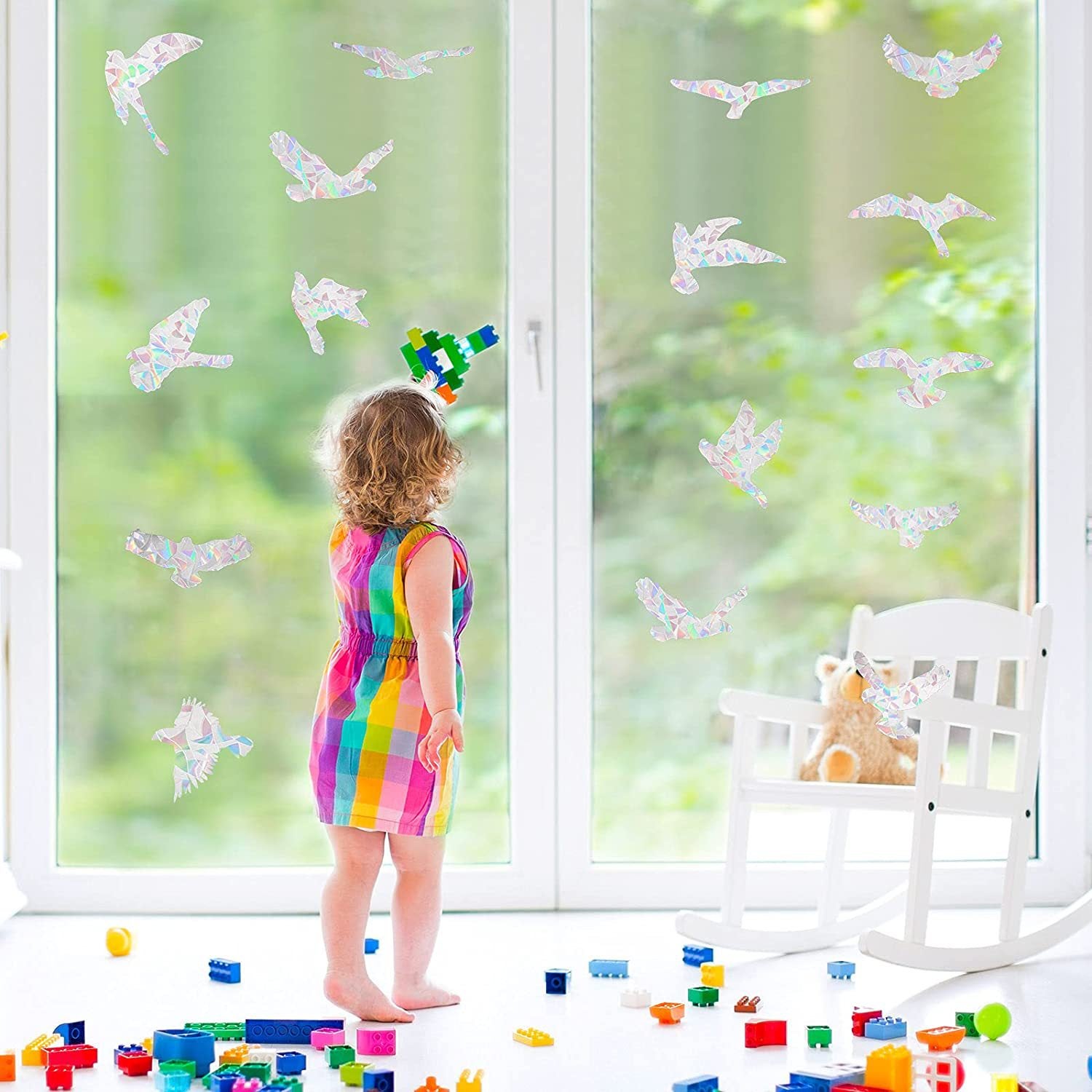 Autocollants anti-collision pour oiseaux de fenêtre, protection de porte en verre et sauvez les oiseaux, réflexion, 20 Pcs, Dégager - 3