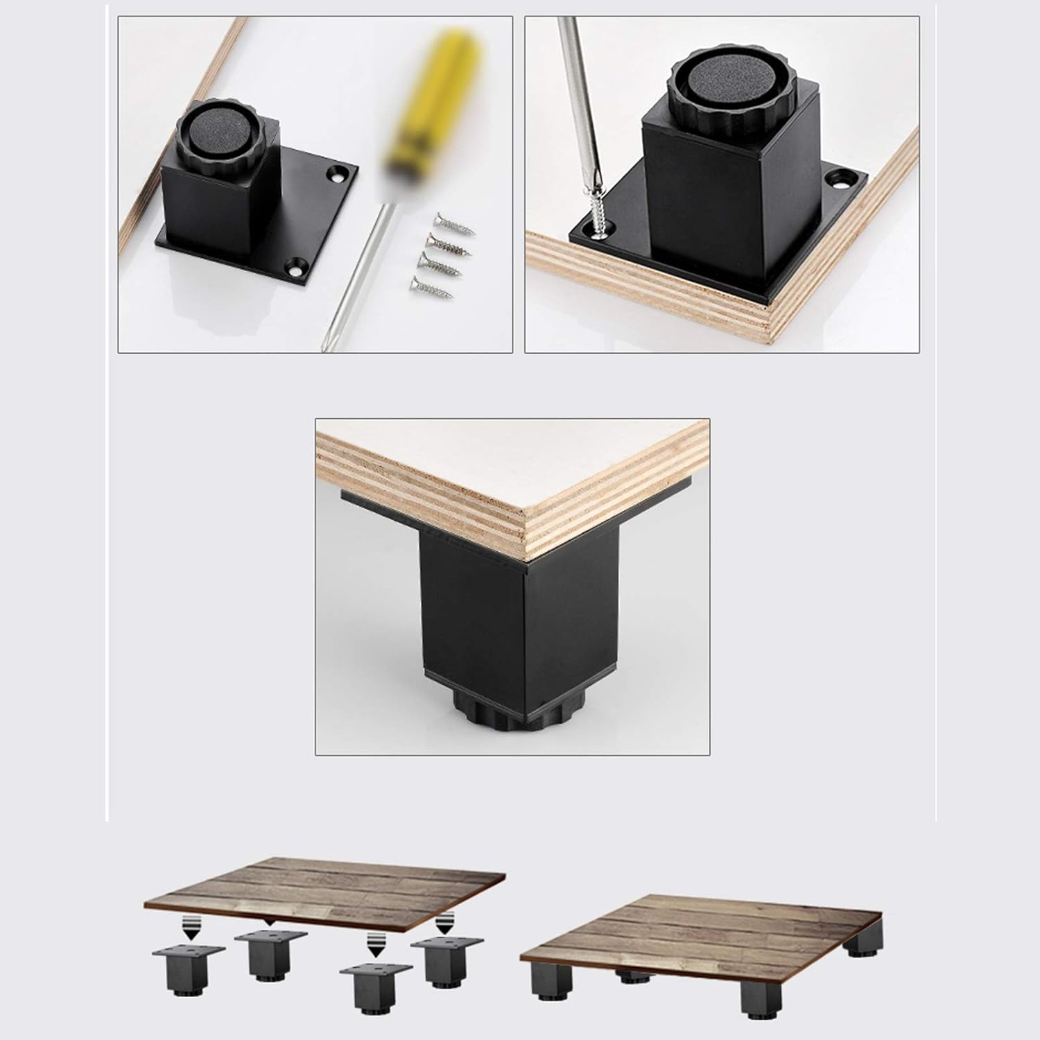 Pieds de Meubles en Alliage D'aluminium Réglables en Hauteur,Pieds de Table Basse de Canapé,Pieds D'armoire de Lavabo,5-40cm,4 Pièces (12cm/4.7in) - 8