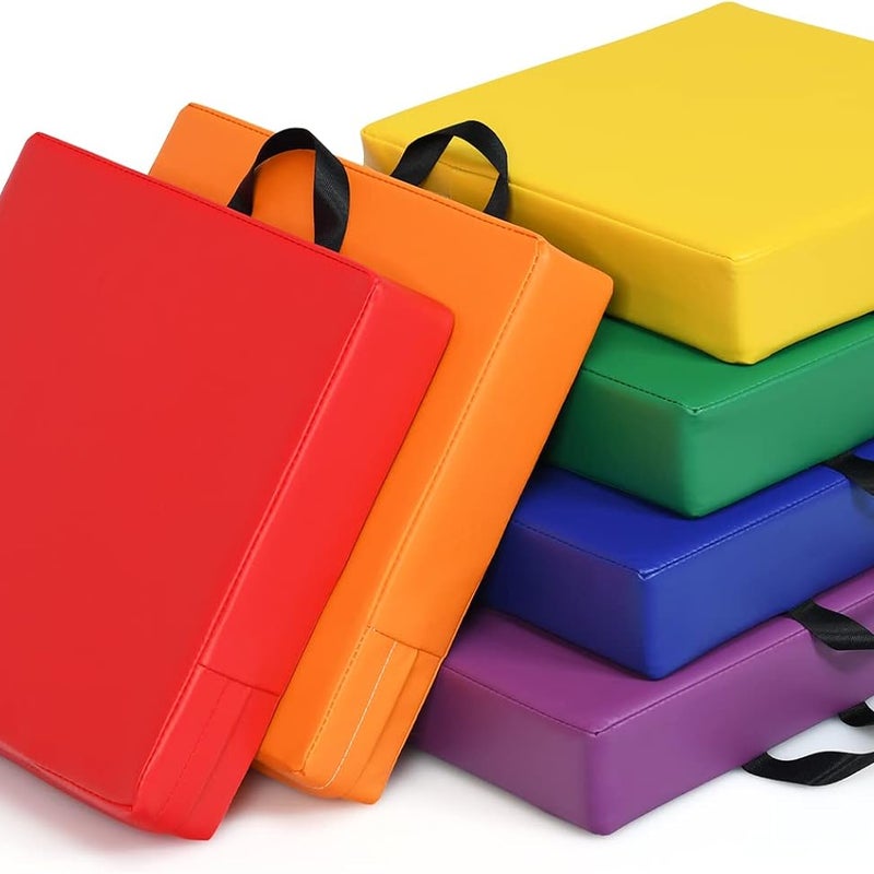 6 Poduszek Podłogowych z Imitacji Skóry i Pianki dla Dzieci, Poduszki na Krzesła, Odpowiednie do Zewnątrz i Wewnątrz (Wielokolorowe | Prostokątne)