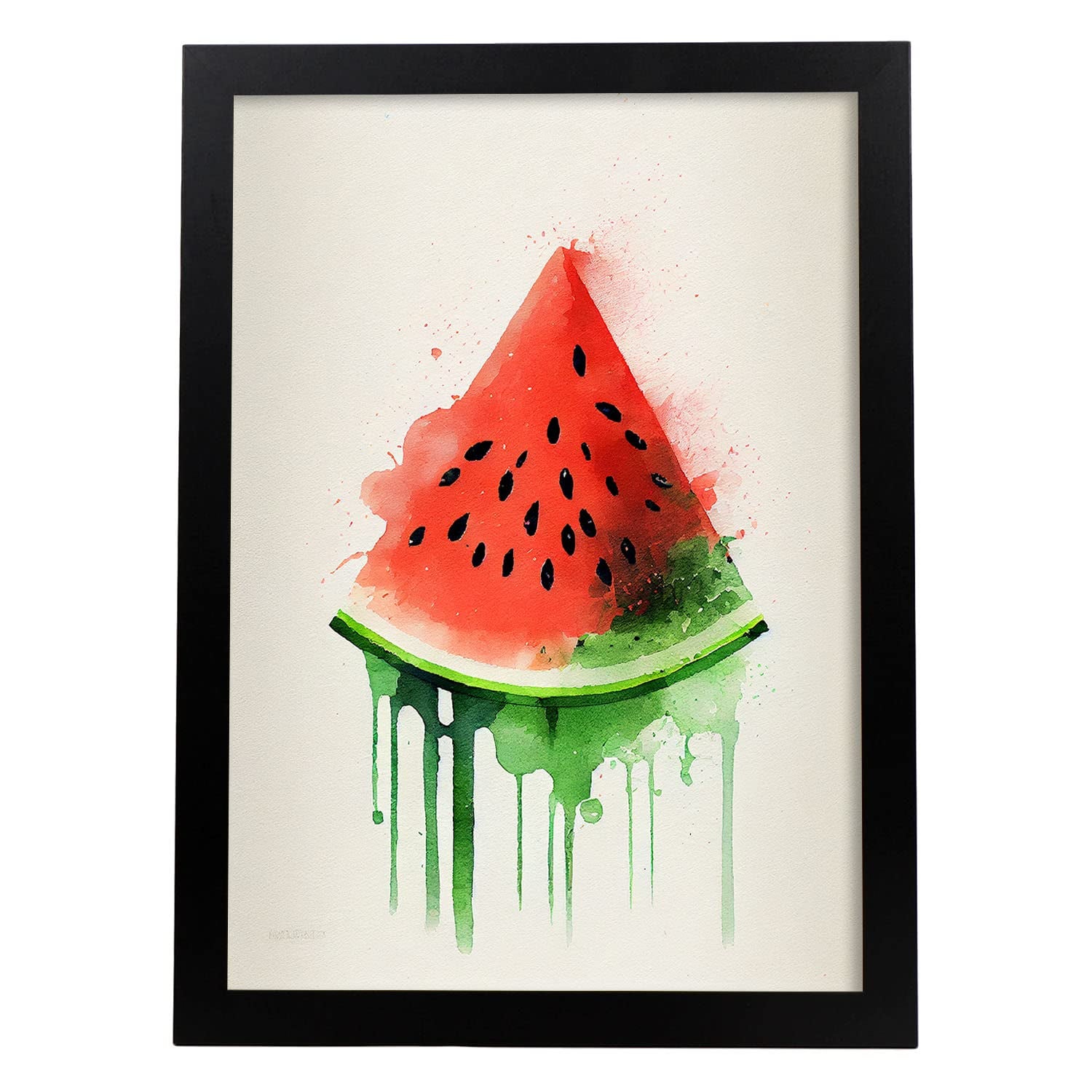 Nacnic poster de sandía a todo color ilustraciones de frutas verduras y comida sana en estilo acuarela diseño moderno y modelo 1 a3 con marco negro