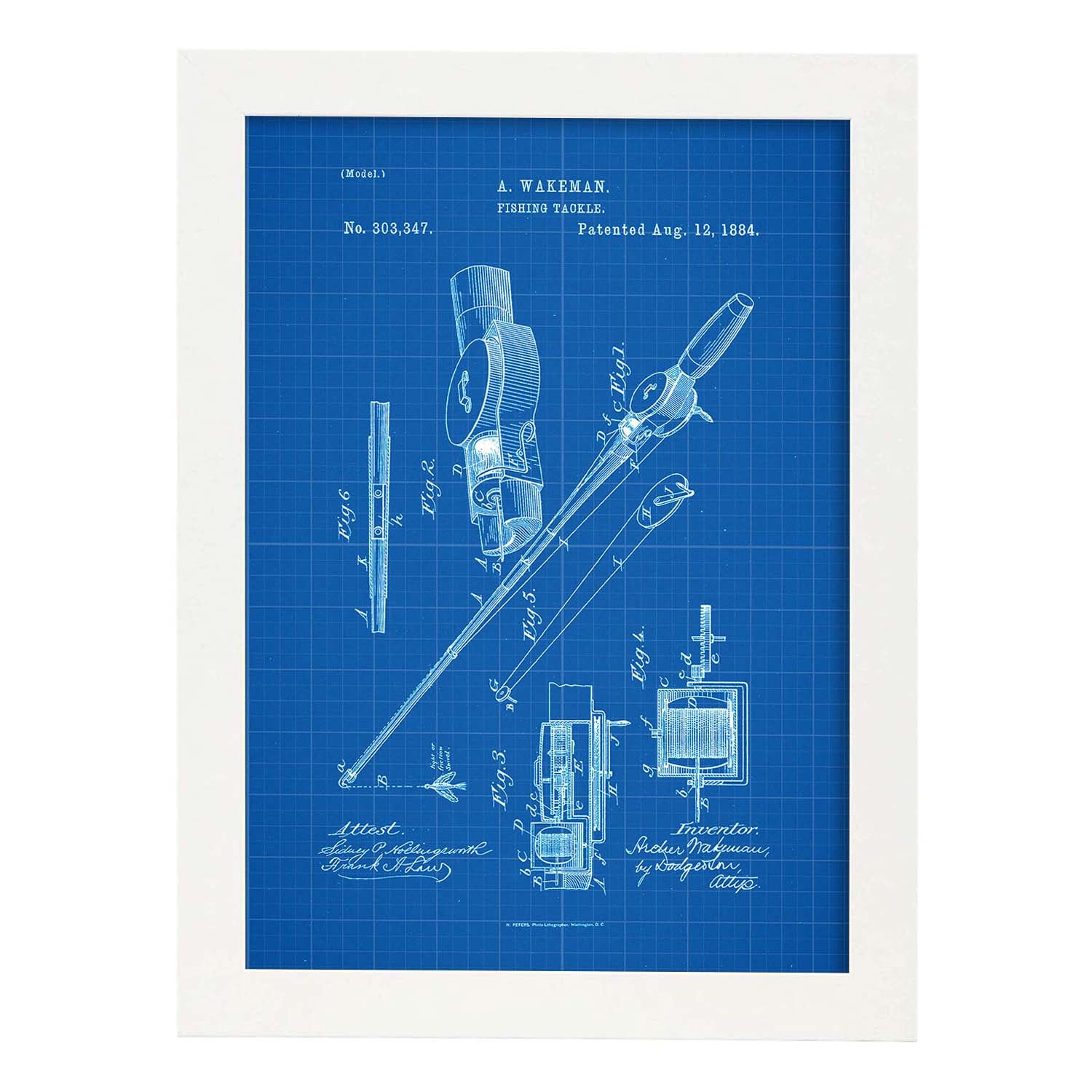 Poster Vintage Nacnic Art - Impression Oranges Bleu Jaune Taille A3, Papier 250g, Avec Cadre