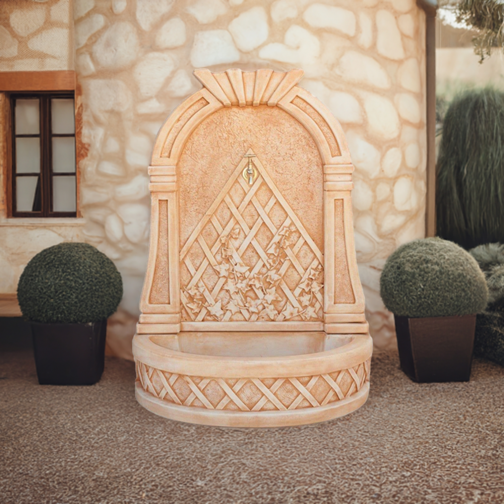 Fontaine murale d’automne 74x41x101cm. pour les Jardins en Betón Pierre. Couleur Carreau - 3