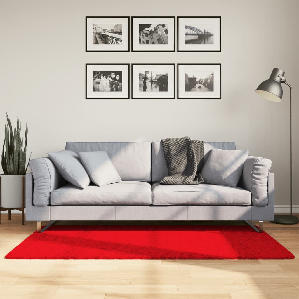 Oviedo alfombra pelo corto rojo 80x150 cm