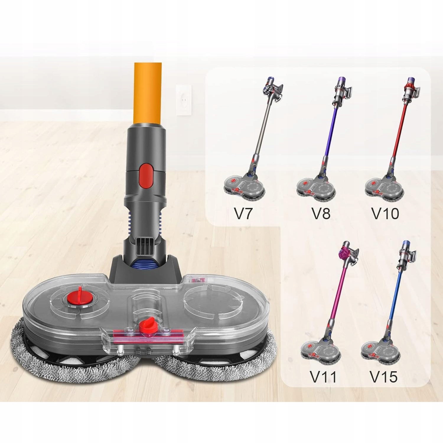 Brosse Mop Électrique Rotative – 160 tr/min | 2 Lingettes Lavables | Compatible avec Aspirateur Dyson V7–V15 - 3