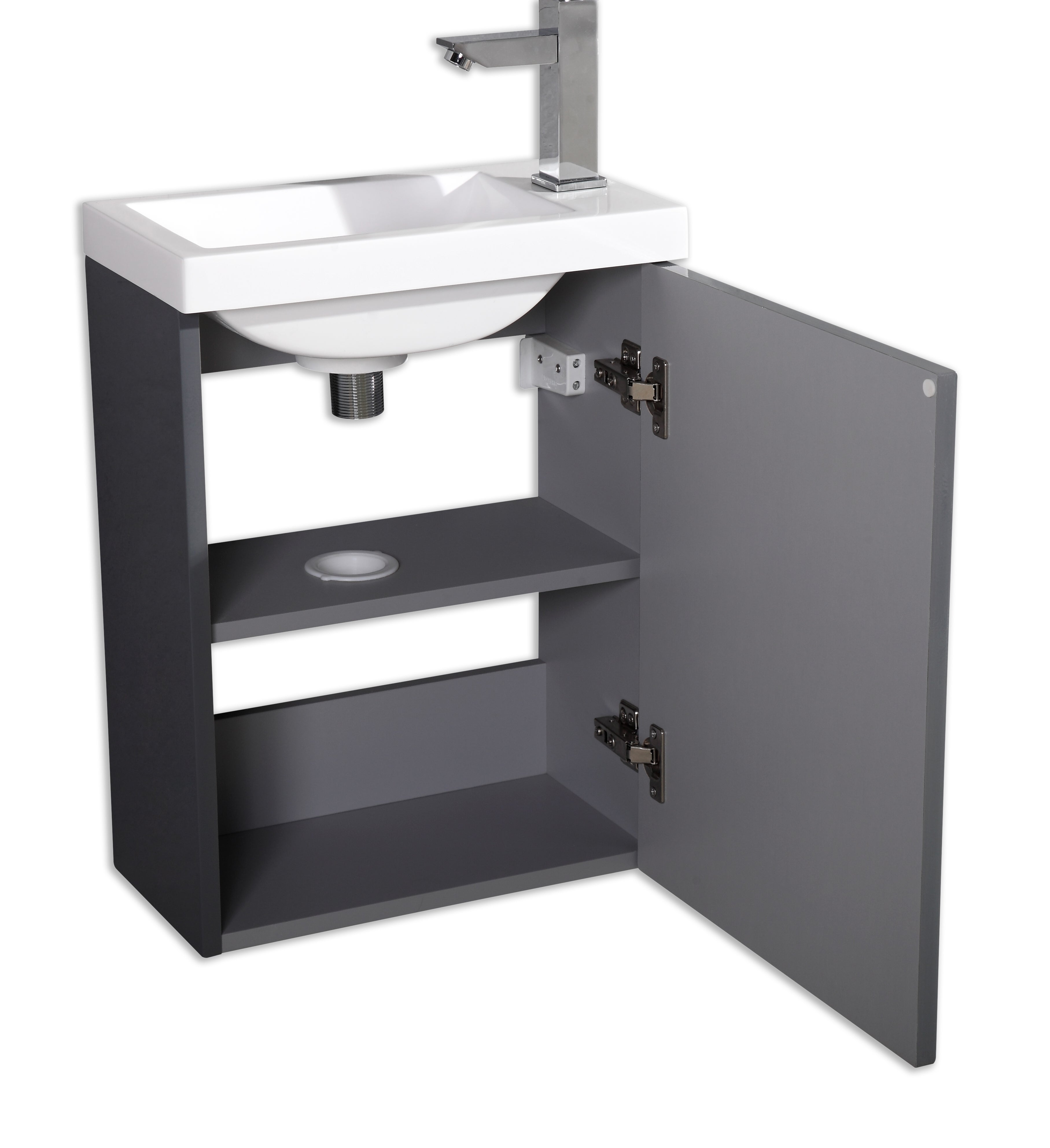 Meuble lave main vasque 40 cm gris laque Aquapixo - 7