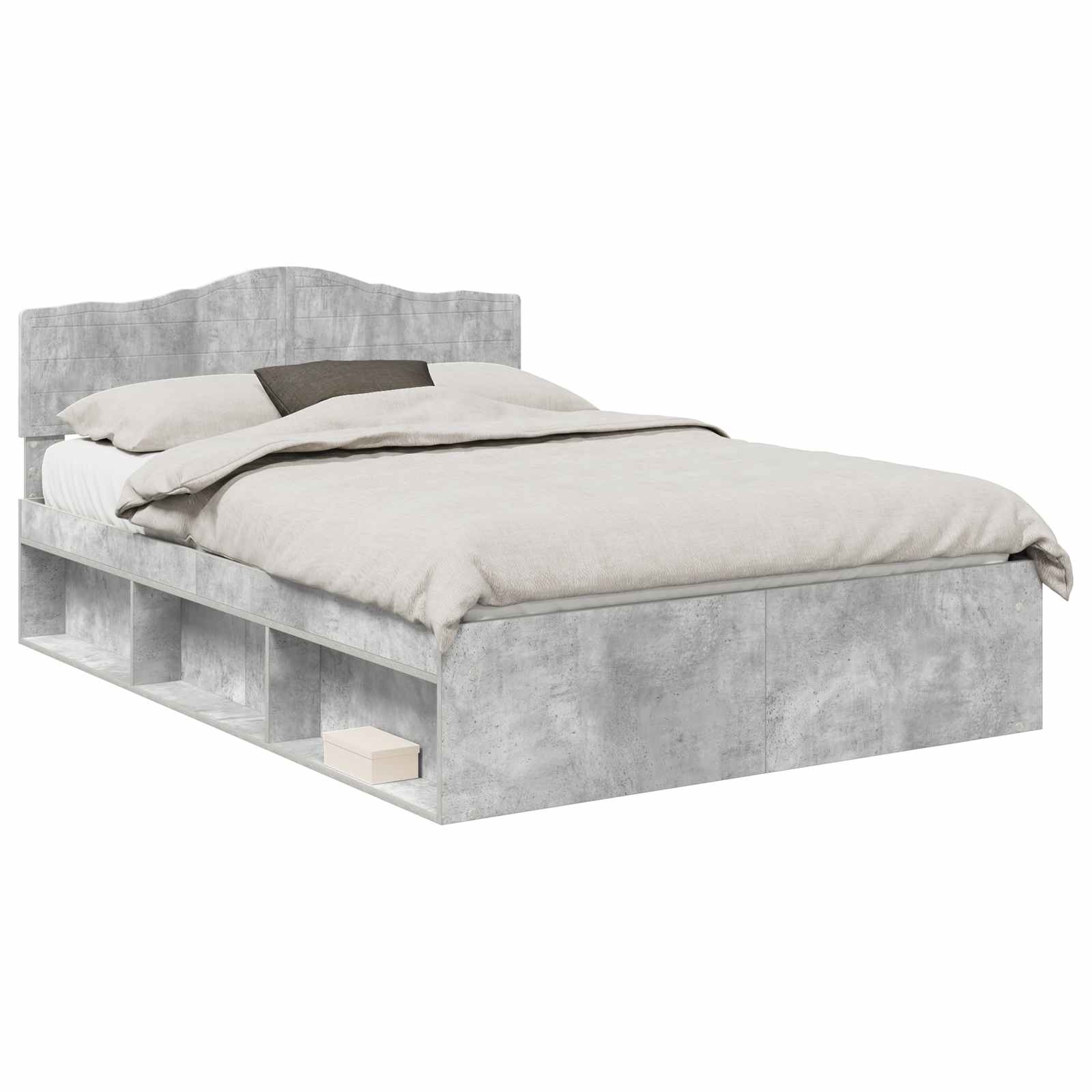 Cadre de lit Gris Béton 150 x 200 cm Bois de pin massif - 2