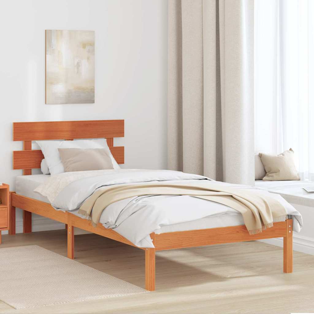 Ramka łóżka Brązowy 75 x 190 cm Lite drewno sosnowe vidaXL