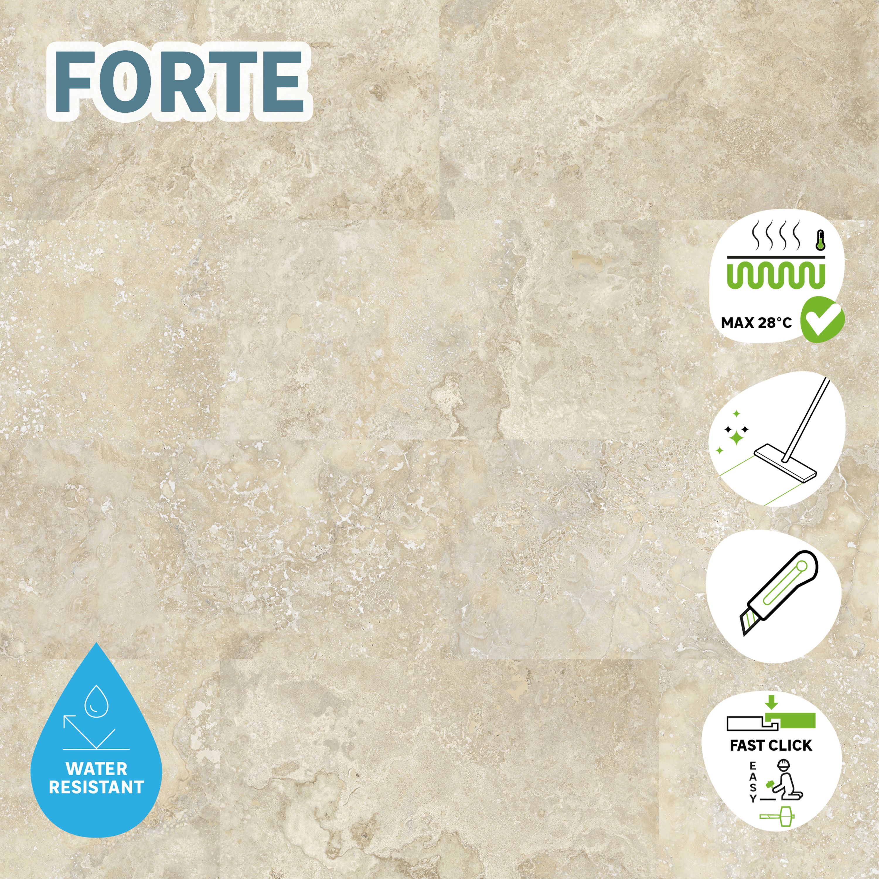 Dalle PVC clipsable forte ARTENS - LAKOS Effet carrelage en travertin beige - 1,67 m²/ 9 Dalles - 2