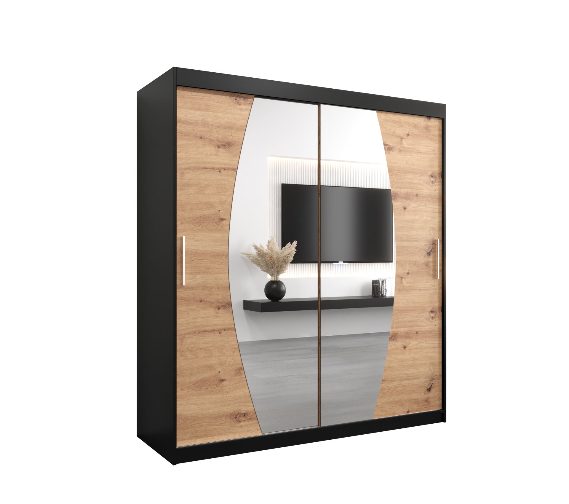 Szafa przesuwna garderoba ELYPSE 180 x 62 x 200 cm Czarny + Artisan - Abiks Meble