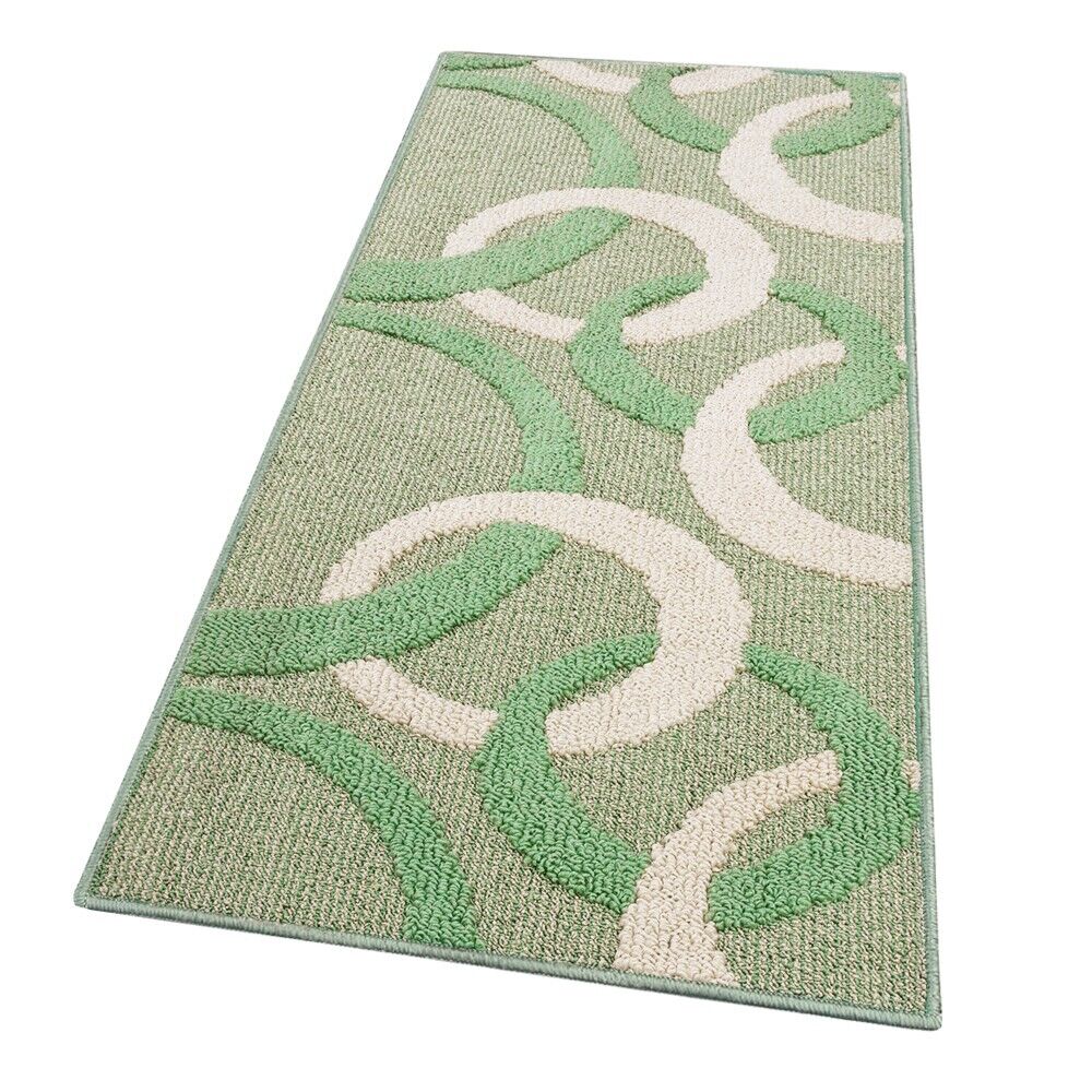 Dywanik Kuchenny 57x240 Cm Trójwymiarowy Okręgi 3D Absorbent Miękki Nowoczesny Antypoślizgowy Zielony
