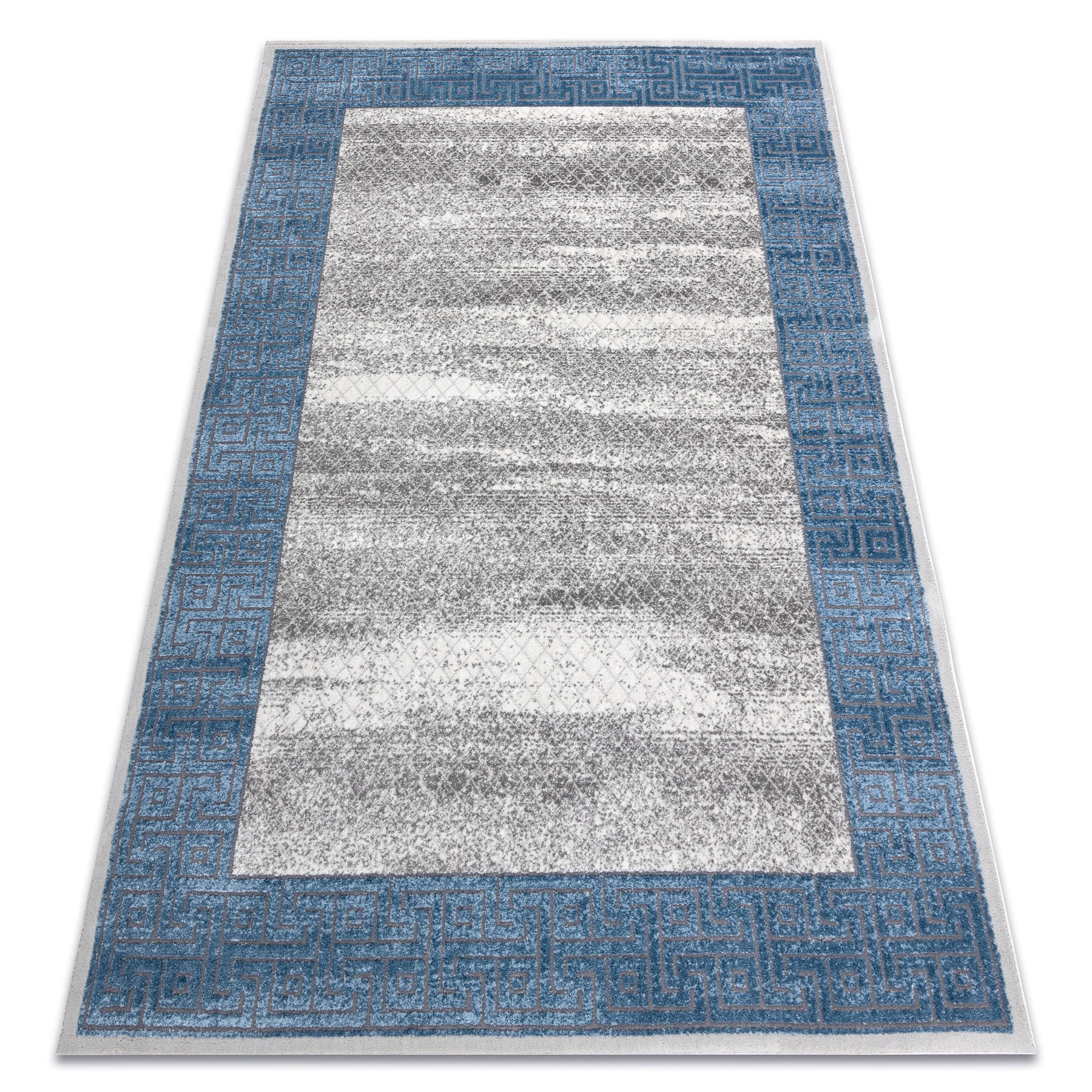 Dywan NOBLE nowoczesny 1512 68 Ramka, grecki vintage przecierany - Strukturalny, dwa poziomy runa krem / niebieski 180x270 cm