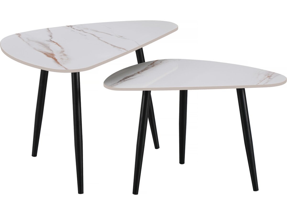 Zestaw 2 ceramicznych stolików kawowych "Terra" - 49 x 79 x 56 cm - Biały