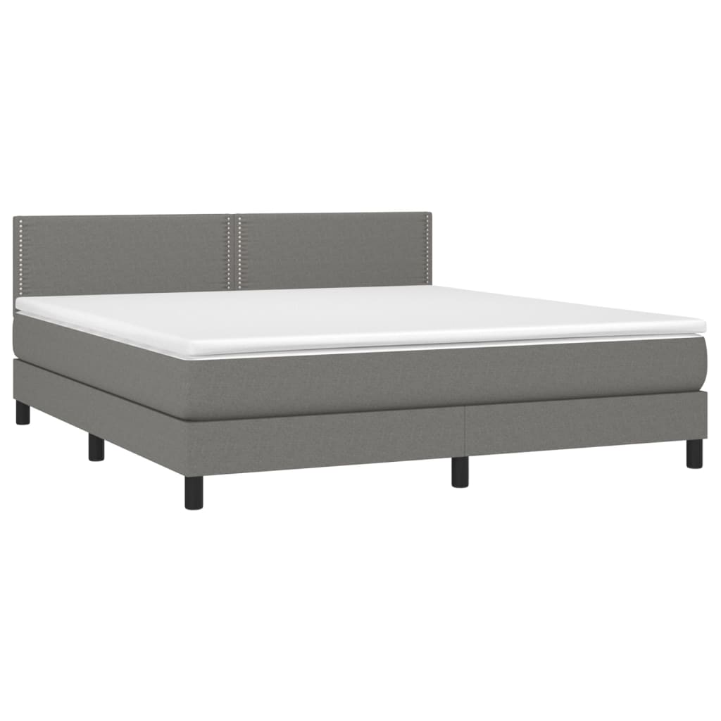Maison Exclusive - Sommier à lattes de lit et matelas et LED Gris foncé 180x200 cm - 3