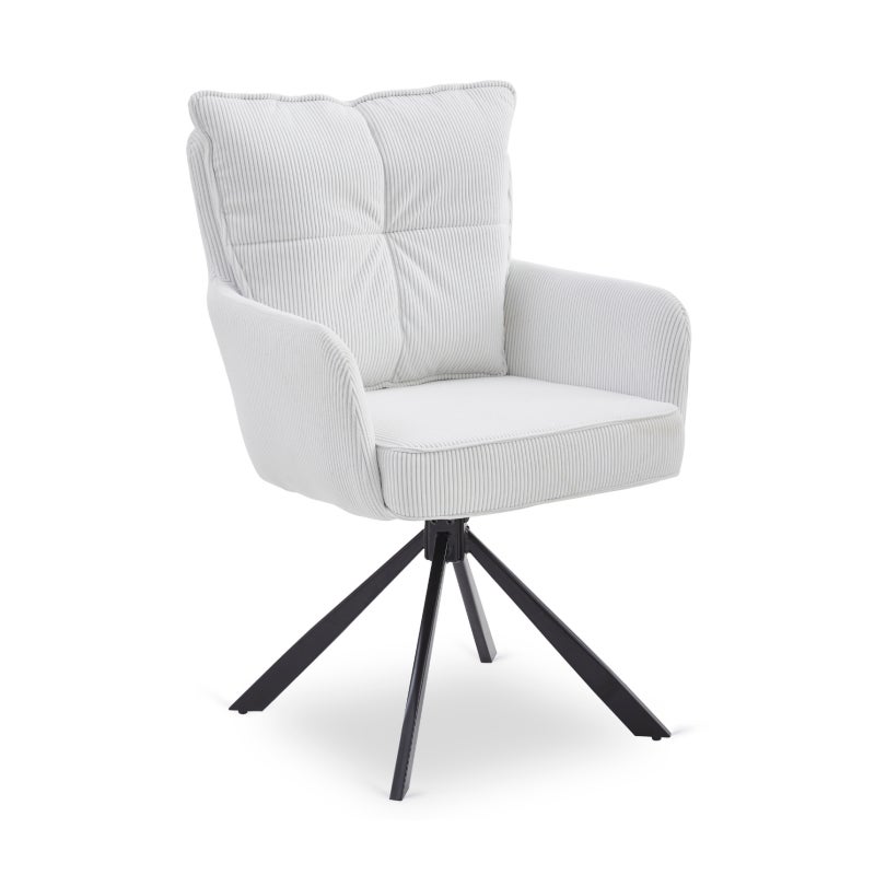 Krzesło Obrotowe Kubełkowe Tapicerowane Do Jadalni Sztruks Krem CITY